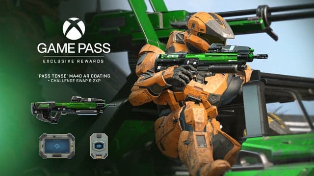 Pass Tense weapon coating for the MA40 Assault Rifle in Halo Infinite
