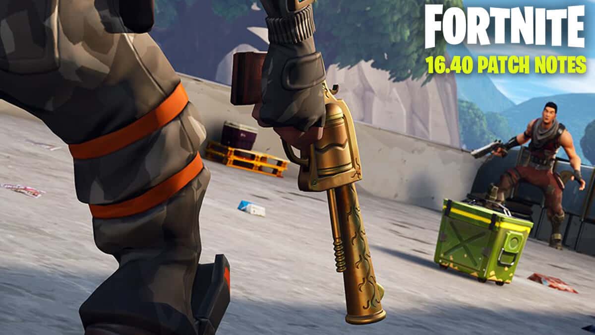 Player holding a pistol in Fortnite