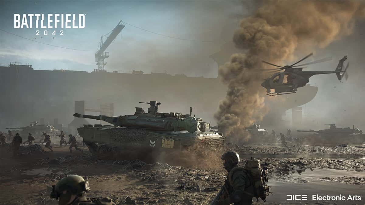 Tanks, vehicles, and soldiers in Battlefield 2042