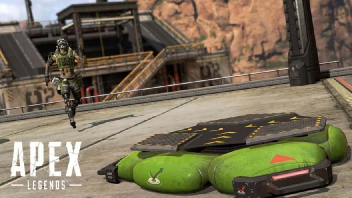 Octane and his jump pad in Apex Legends