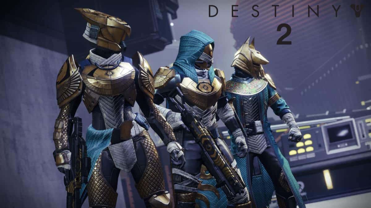 Destiny 2 characters stood in a line