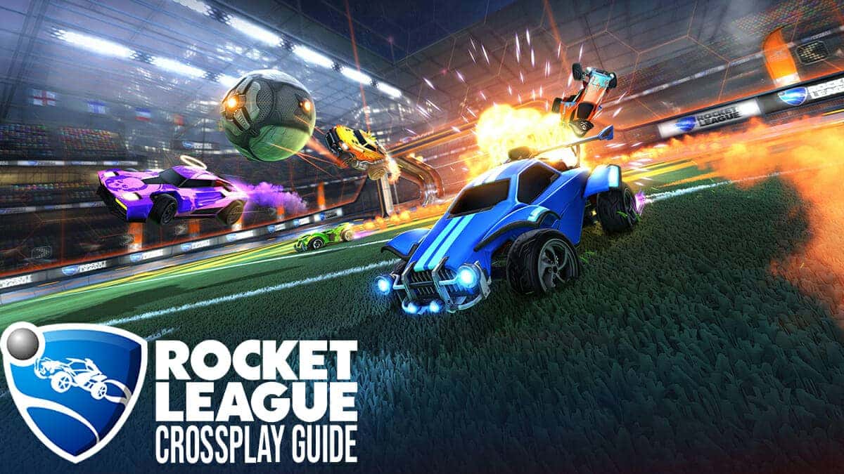 Rocket League cars chasing a ball