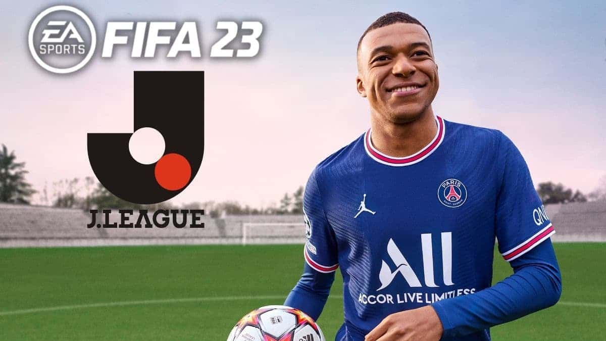 Mbappe with FIFA 23 and J-League logo