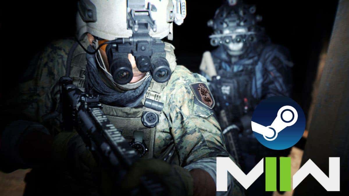 Modern Warfare 2 characters with Steam logo