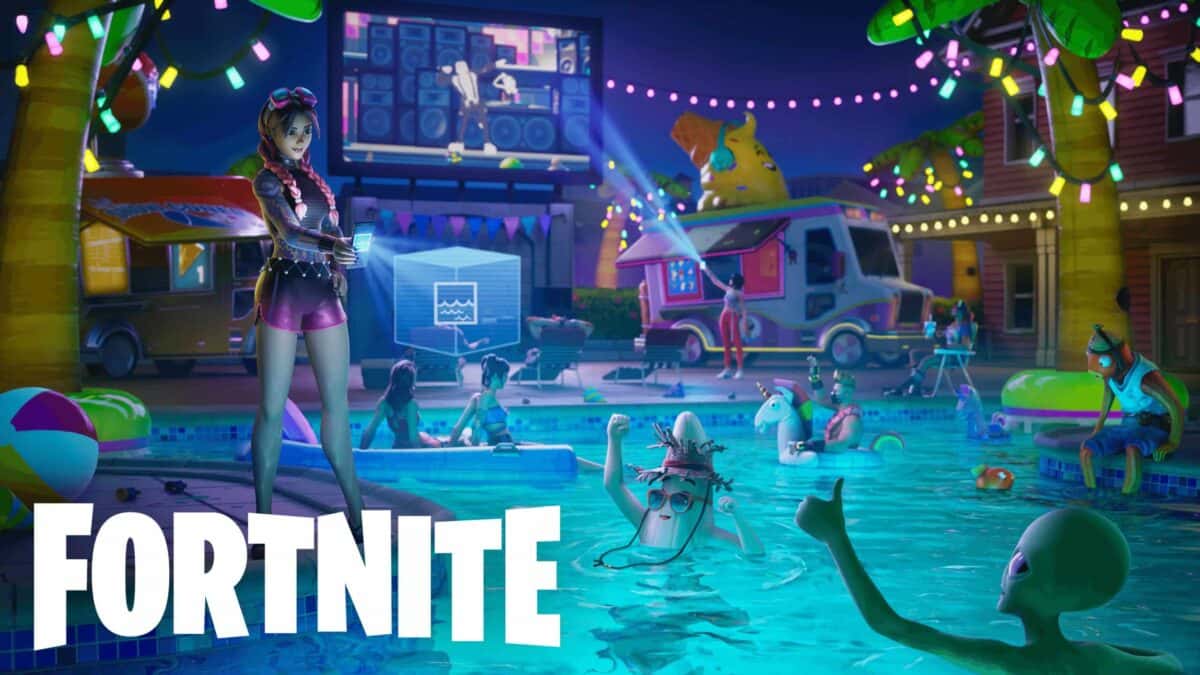 fortnite characters at the pool