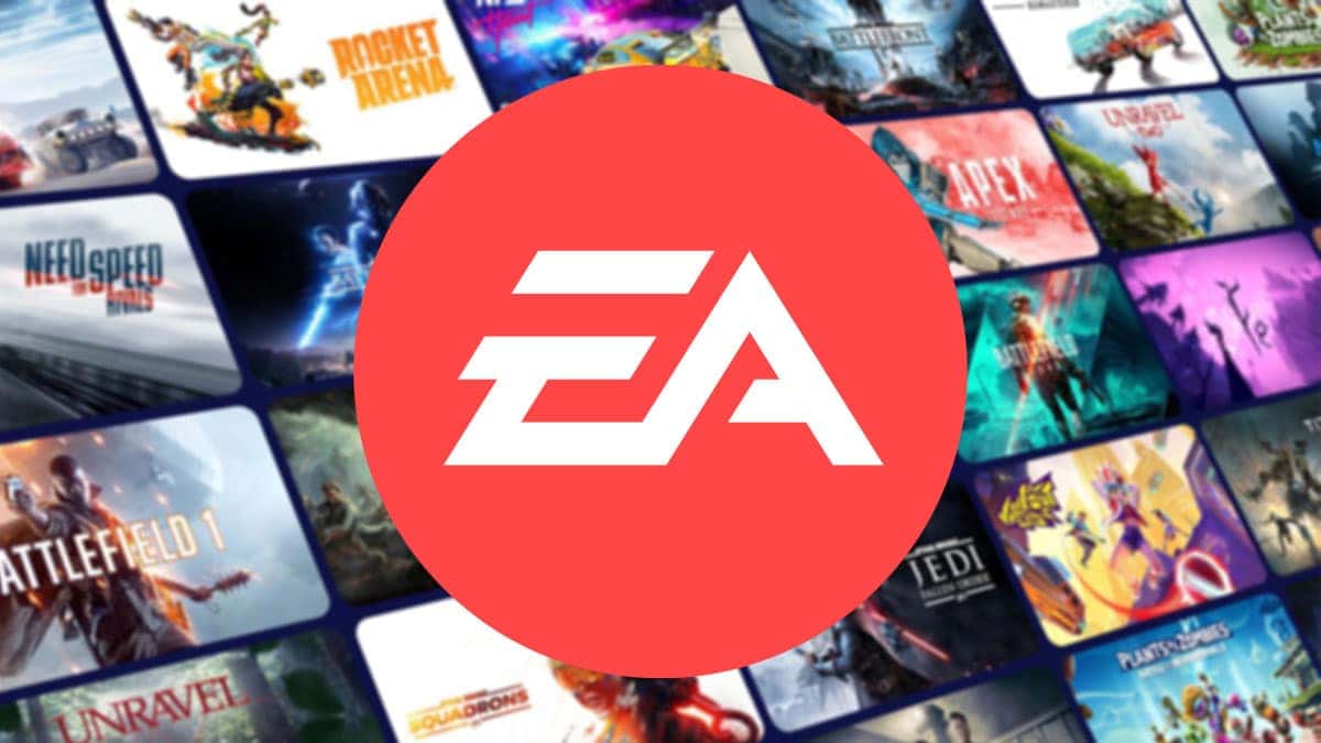 Electronic Arts logo and games catalog