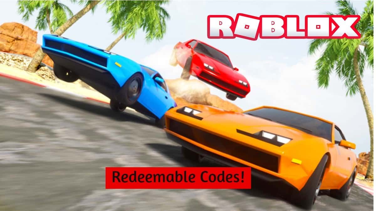 Three cars from Roblox Vehicle Legends in a race