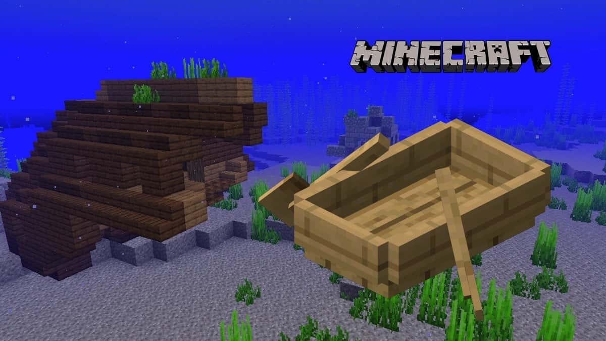 A boat in Minecraft's ocean biome