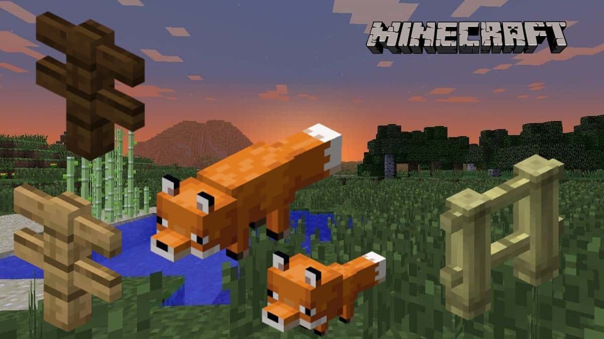 Fence and foxes in Minecraft