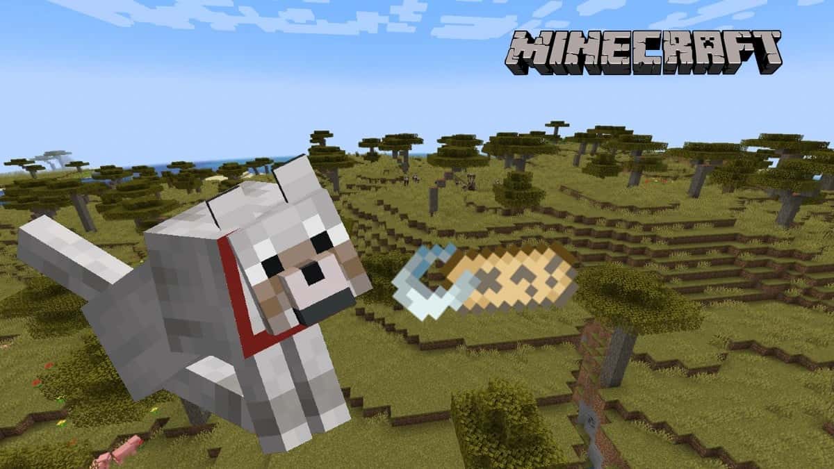 A dog and name tag in Minecraft