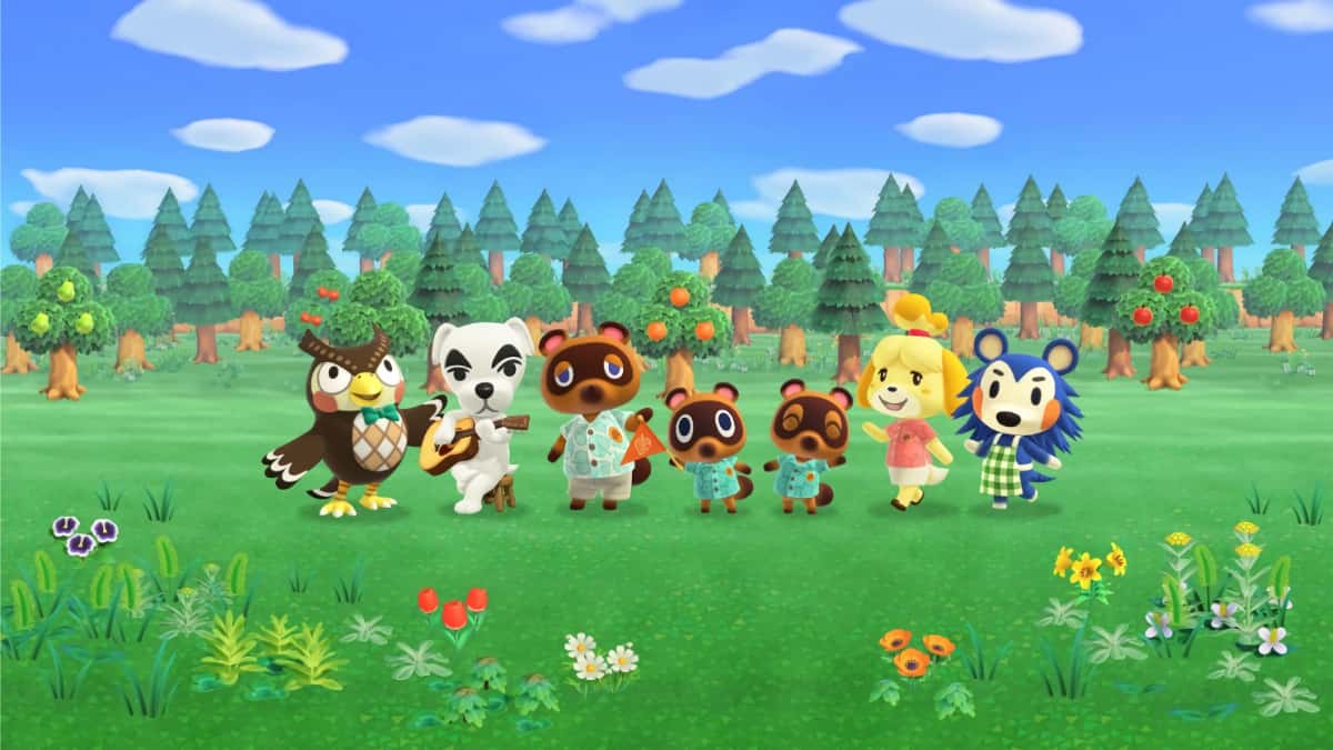 Animal Crossing Villagers standing in a field