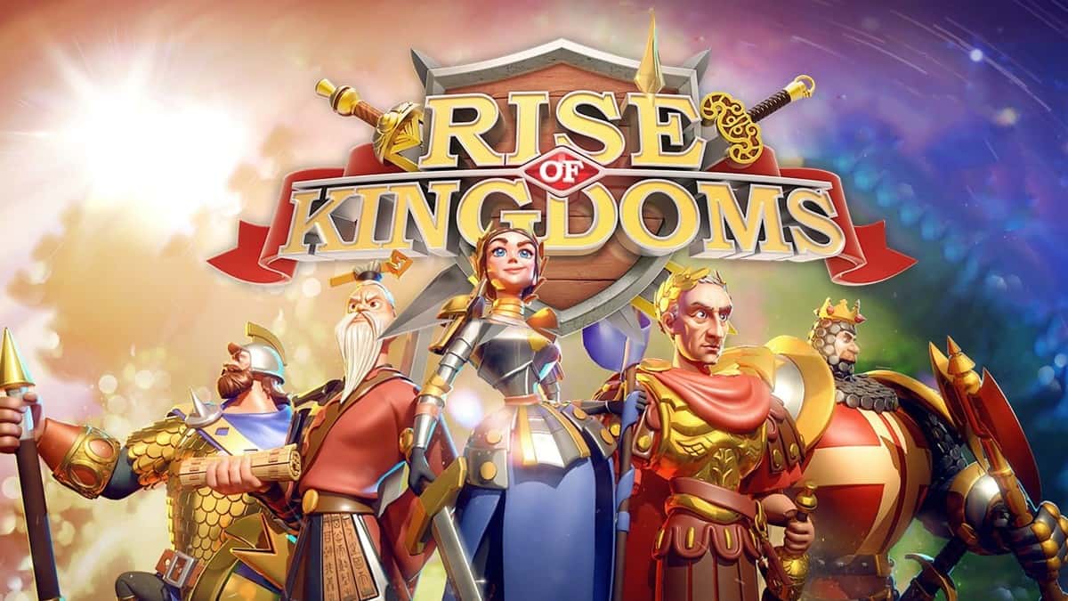 Rise of Kingdoms promo art featuring various Starting Commanders of different civilizations.