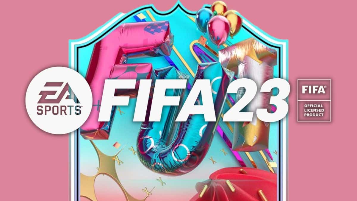 FIFA 23 FUT Birthday card behind logo