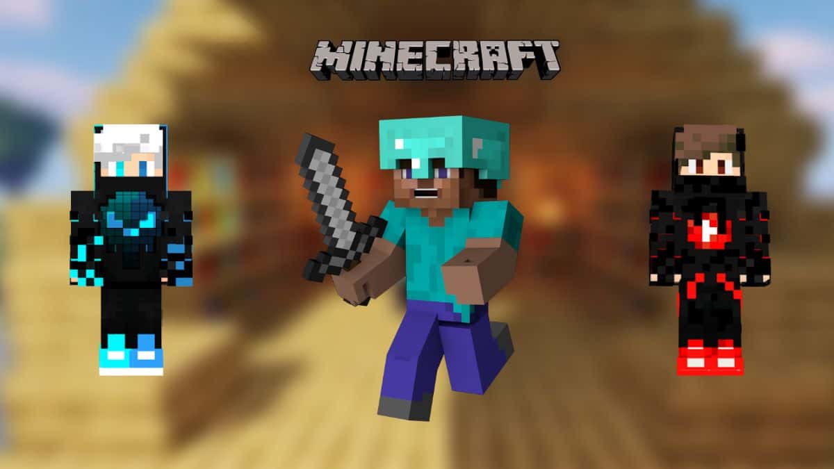 Minecraft's Steve and two custom skins