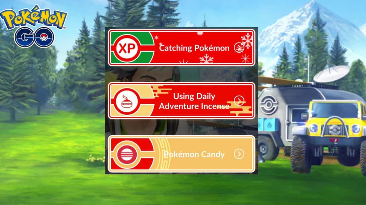 Pokemon Go screenshot with logo and background