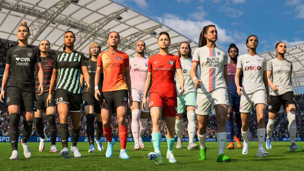 FIFA 23 NWSL players in a line