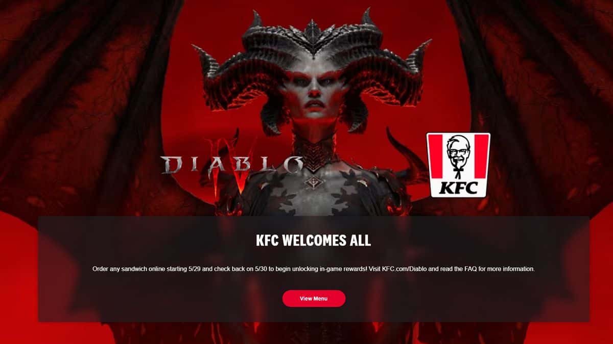 Diblo 4 Lilith with KFC logo