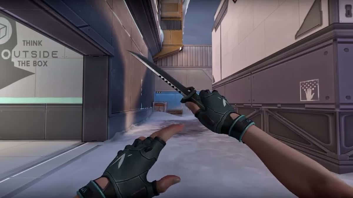 Valorant player holding a knife on the Icebox map