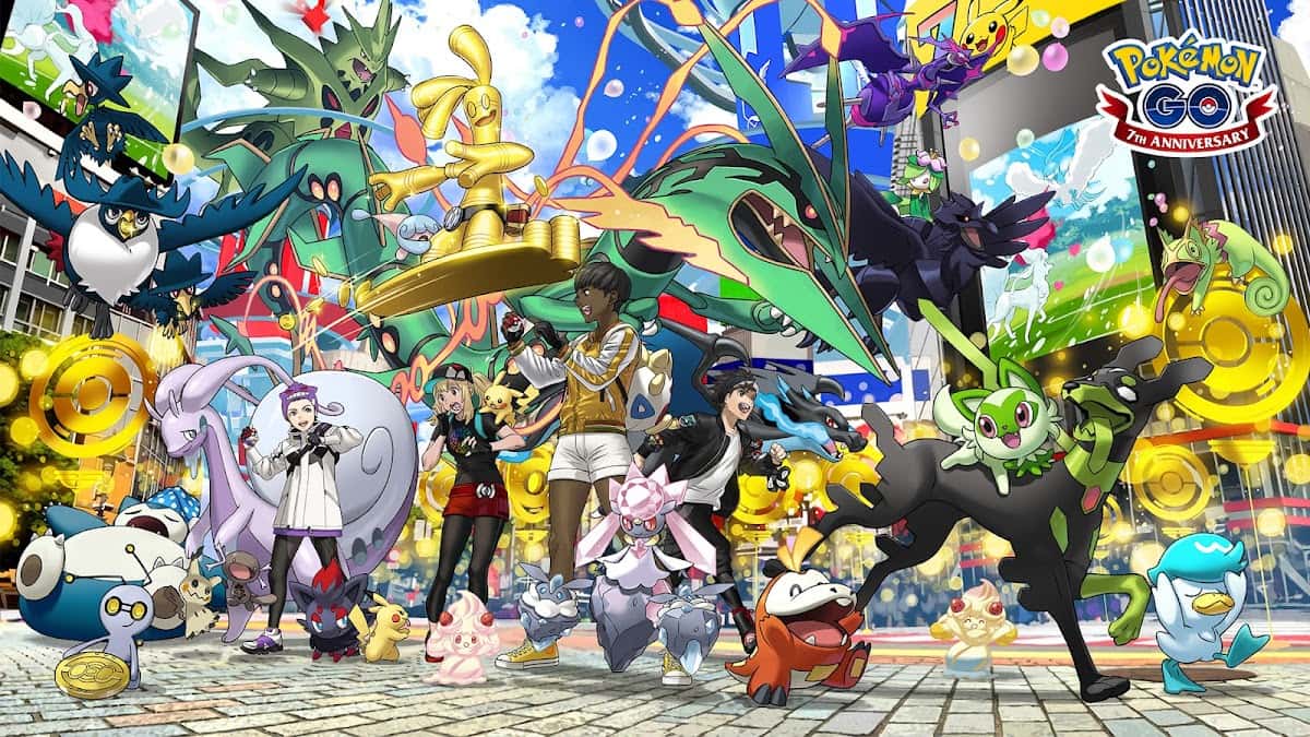 Official illustration for Pokemon Go's 7th Anniversary
