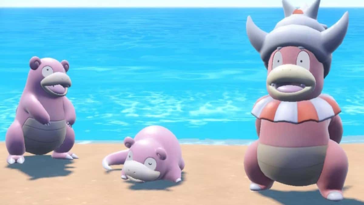 pokemon go slowpoke, slowbro, and slowking on the beach