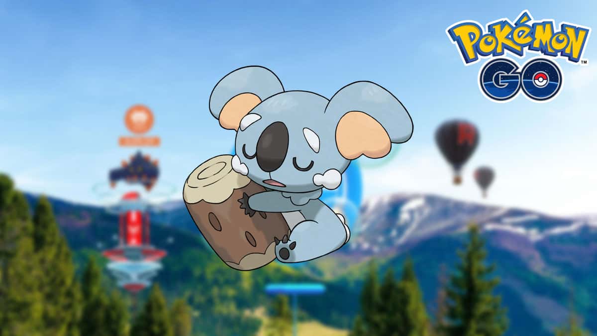 Komala in a Pokemon Go background