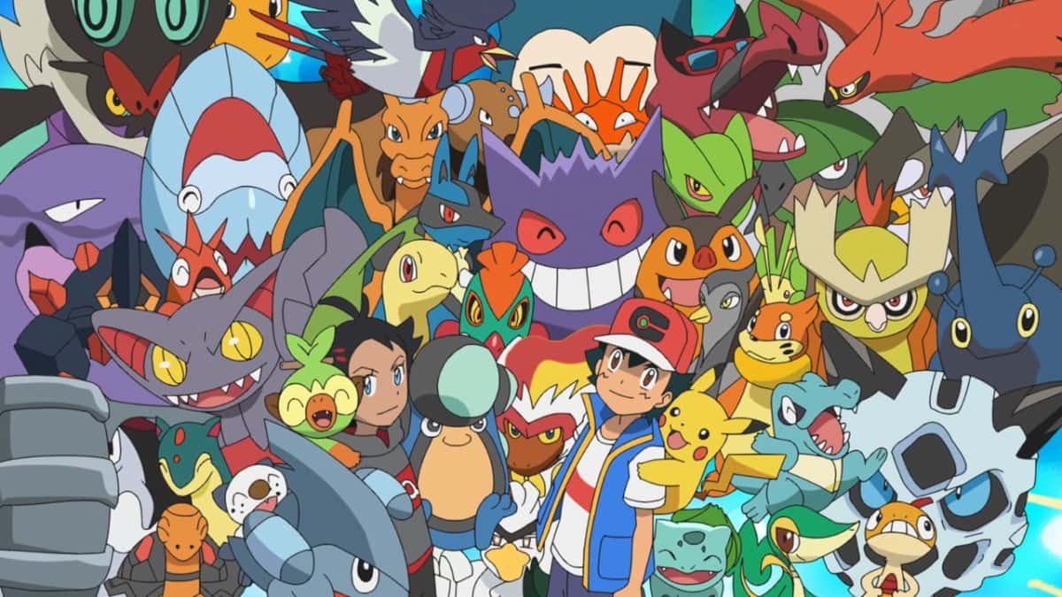 Ash Ketchum with many Pokemon