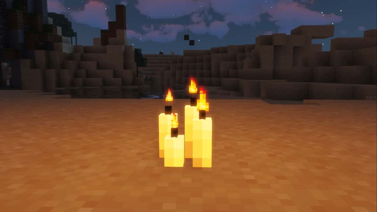 A group of candles in Minecraft.