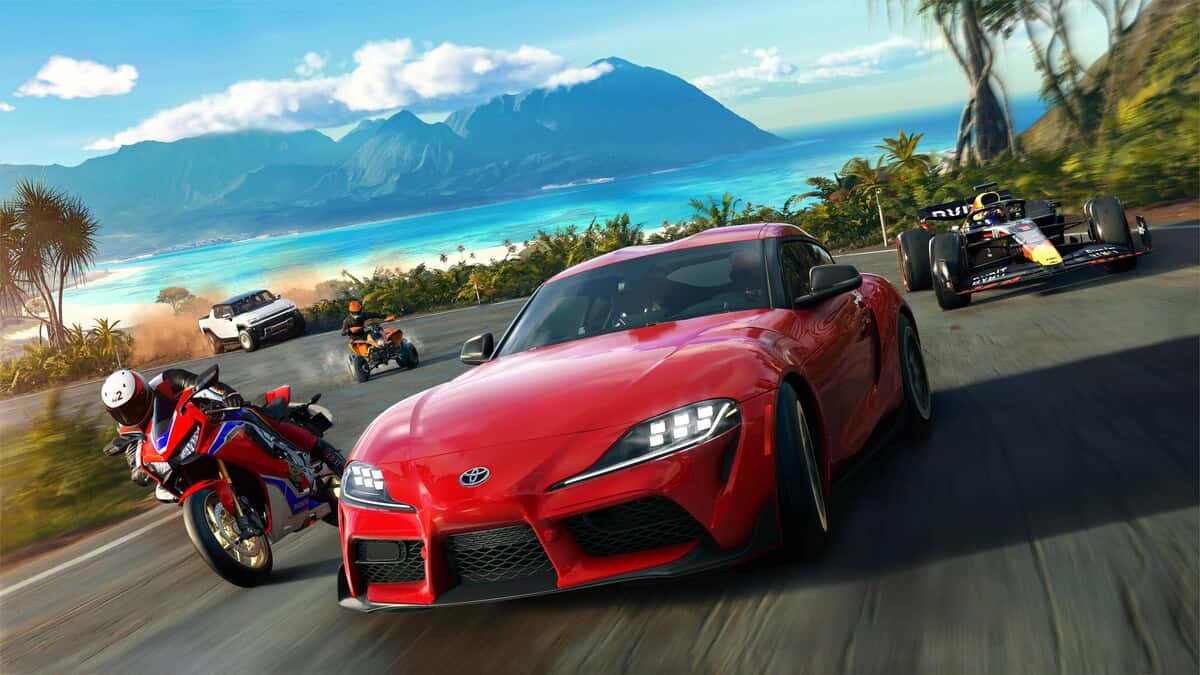 Red car and bike racing in The Crew Motorfest