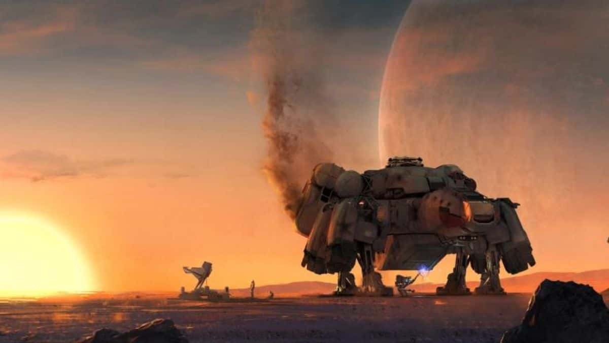 Starfield ship on desert planet
