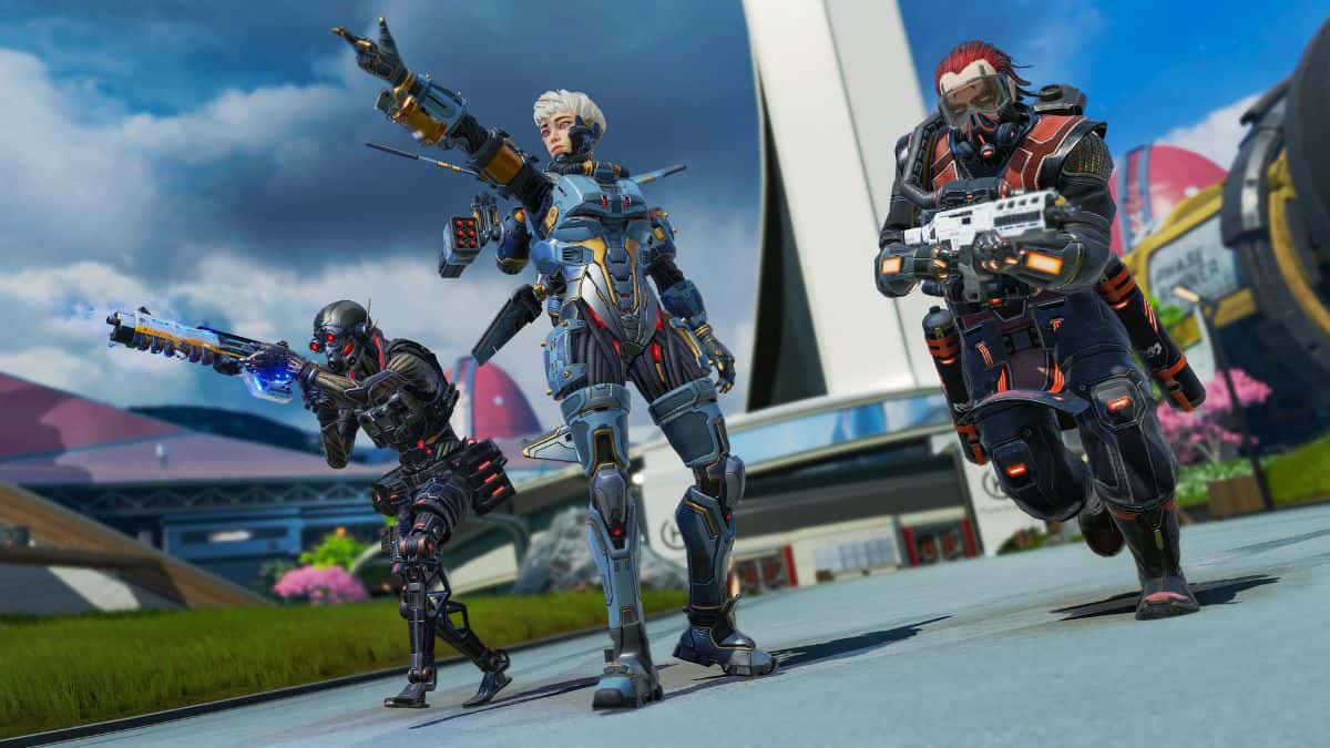 valkyrie, caustic, and octane in apex legends