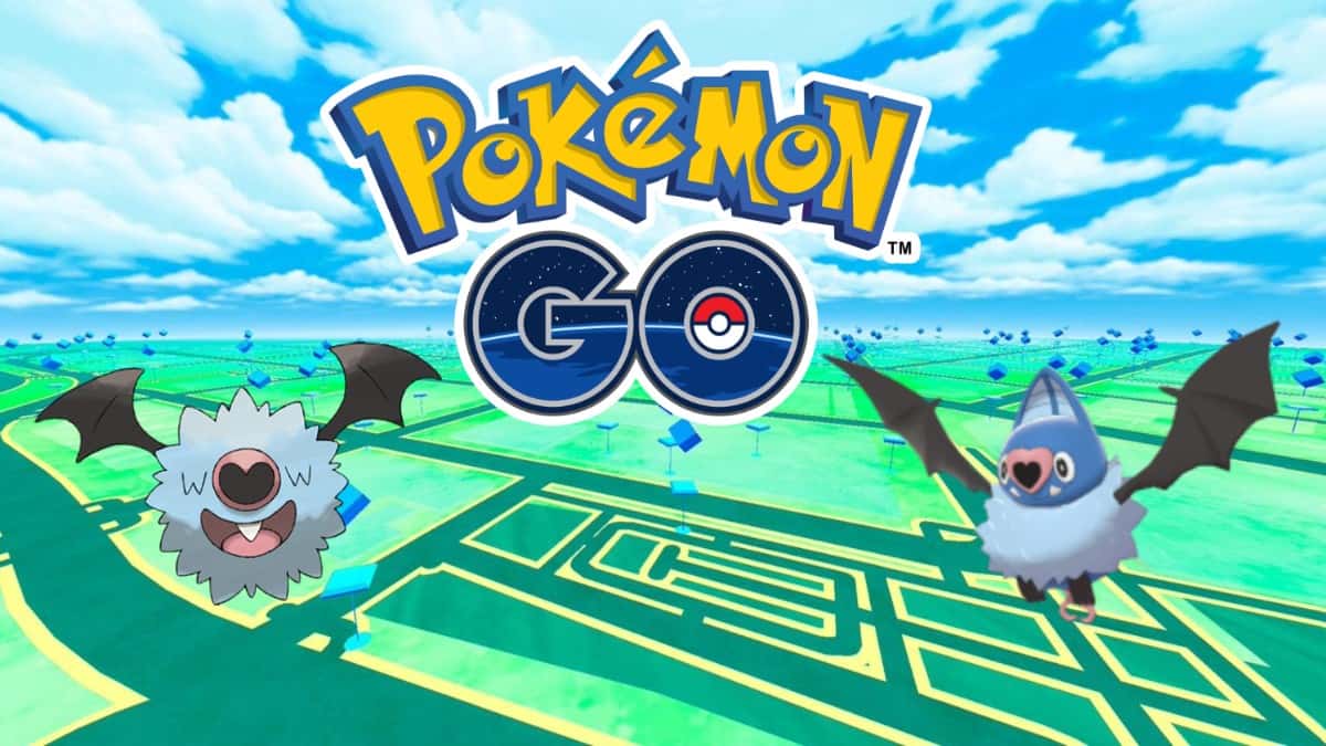 pokemon go woobat and swoobat promo image with game background