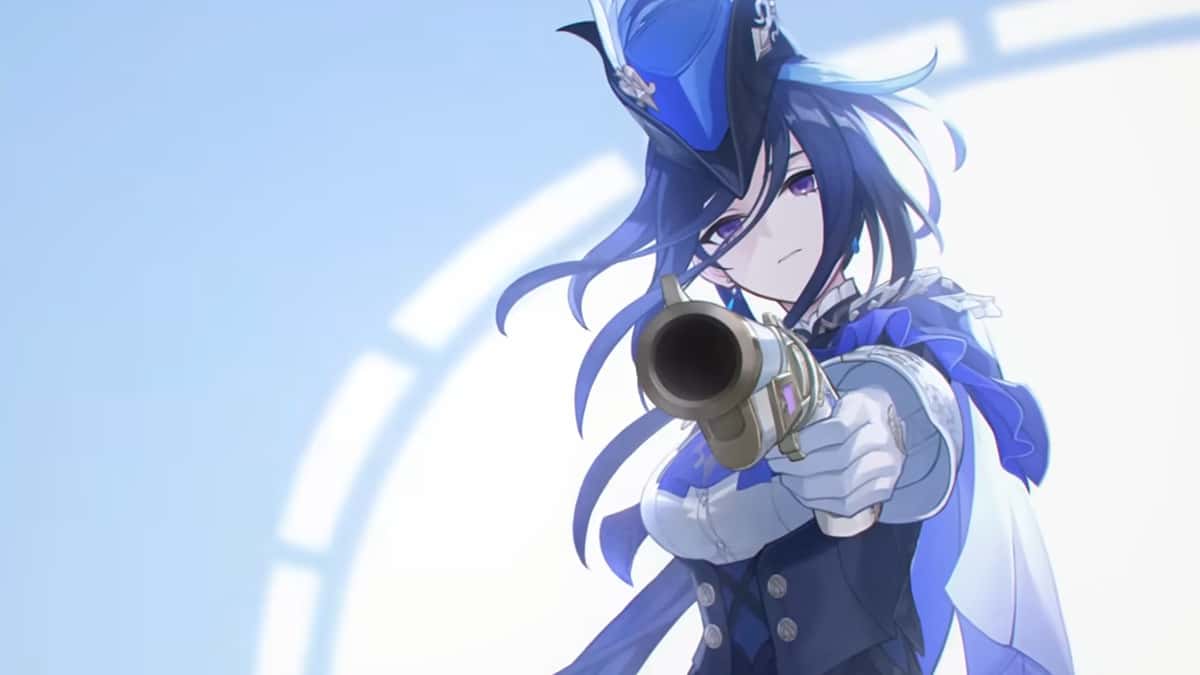 Clorinde pointing her gun in Genshin Impact