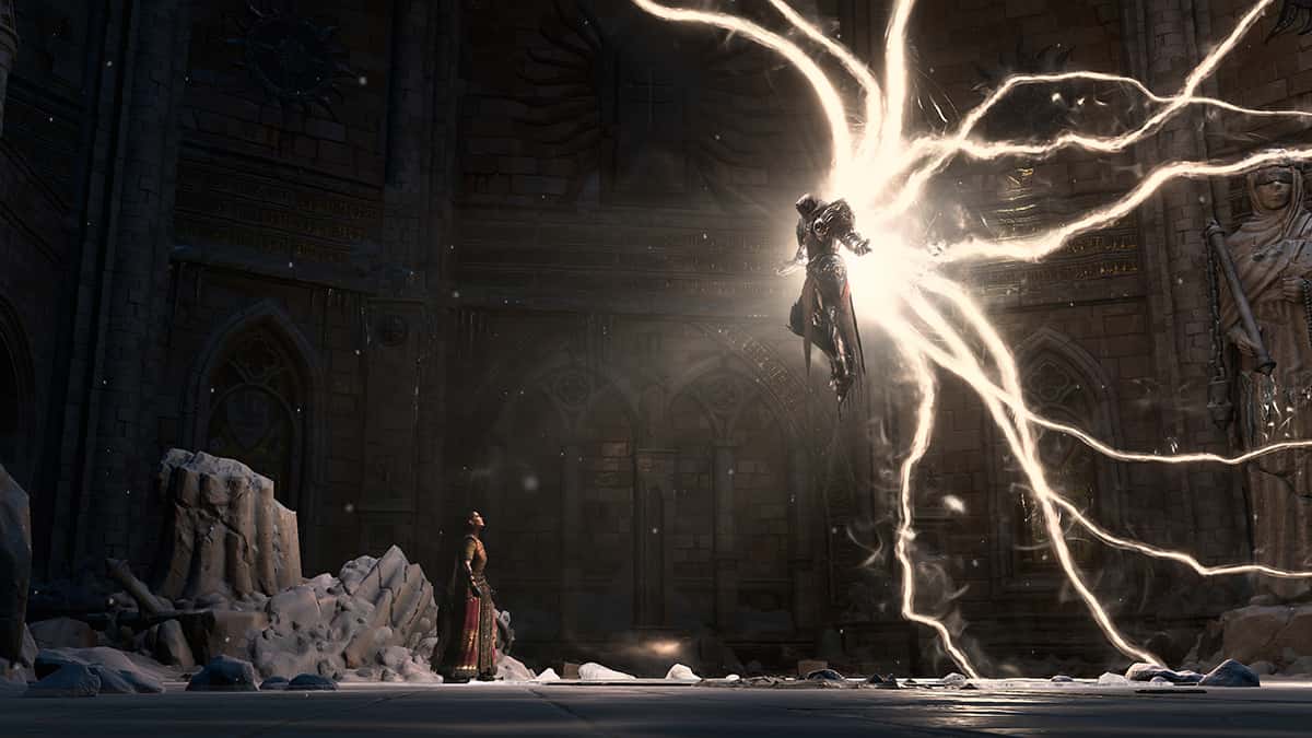 Diablo 4's Inarius floats down in lightning