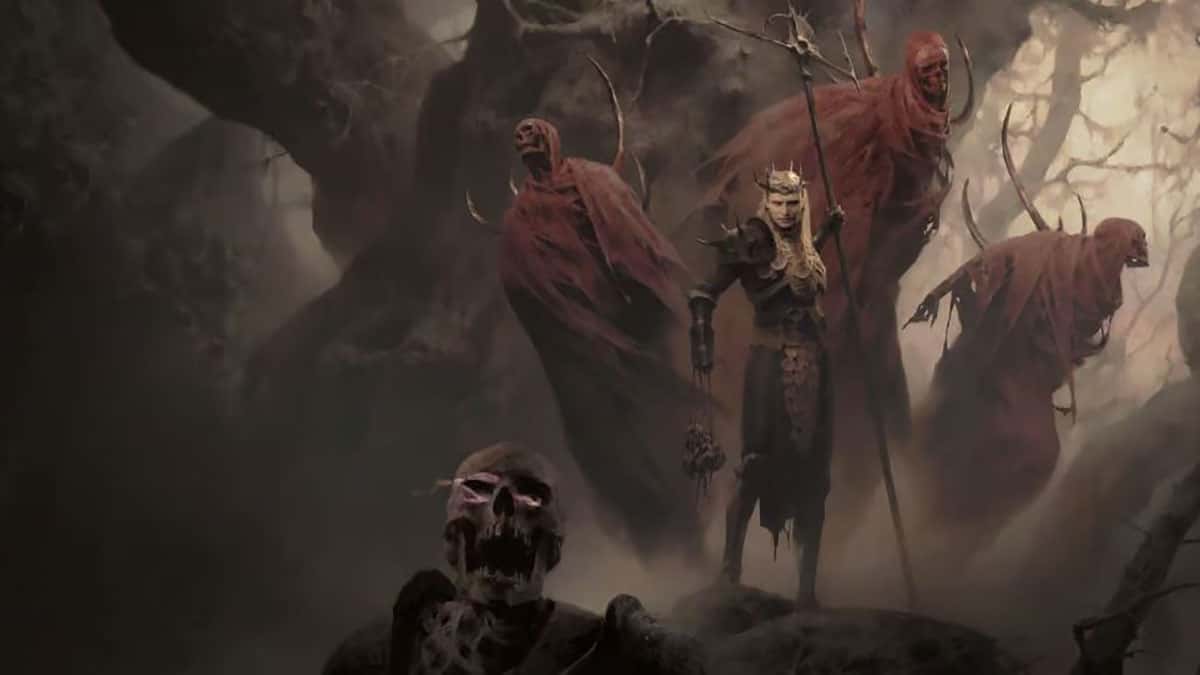 A necromancer and its minions in Diablo 4