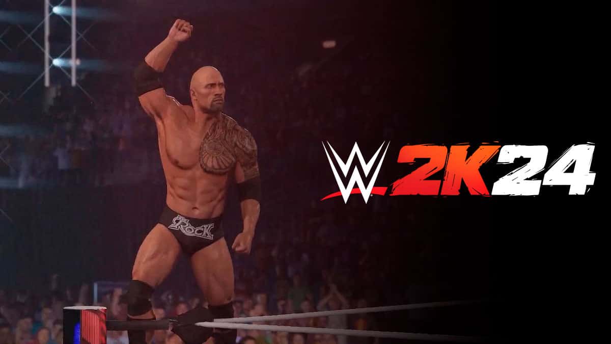 The Rock celebrating in WWE 2K24