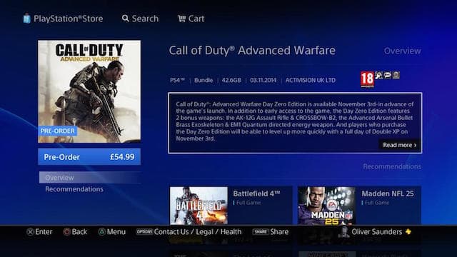 PSN EU Store listing states that Advanced Warfare will be 42.6GB