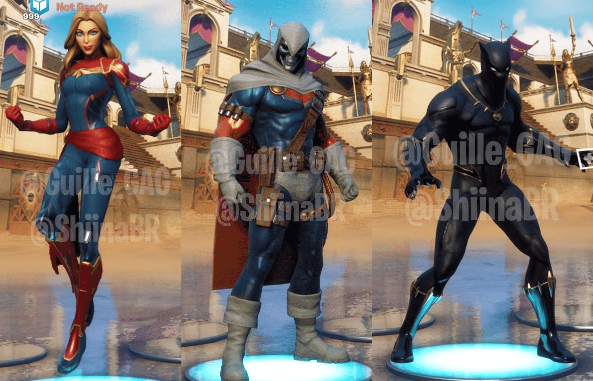 Upcoming Fortnite skins for Captain Marvel, Taskmaster, and Black Panther