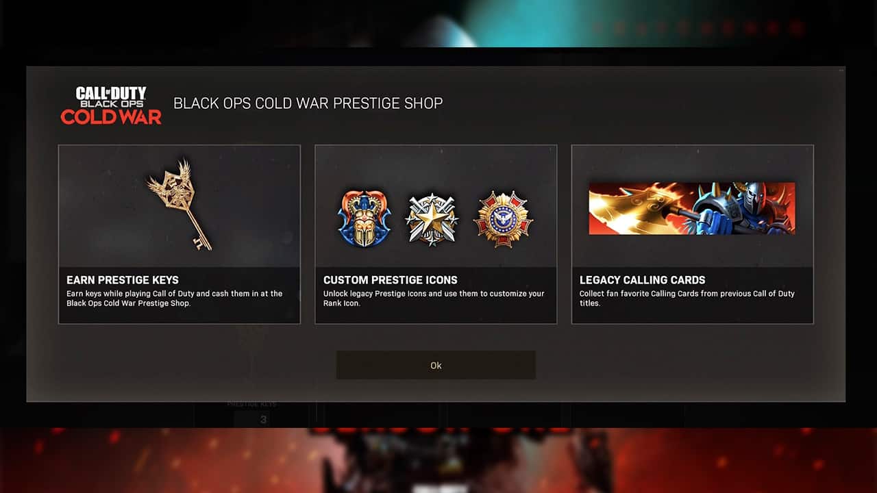 Black Ops Cold War prestige shop