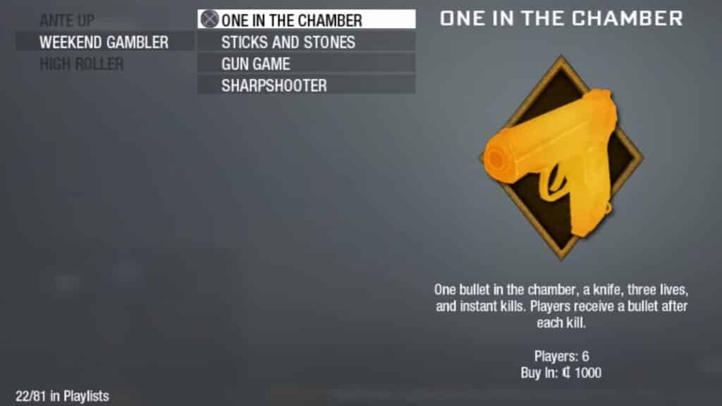 one in the chamber mode in call of duty