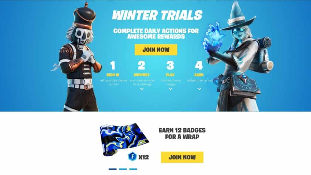 winter trials rewards in fortnite