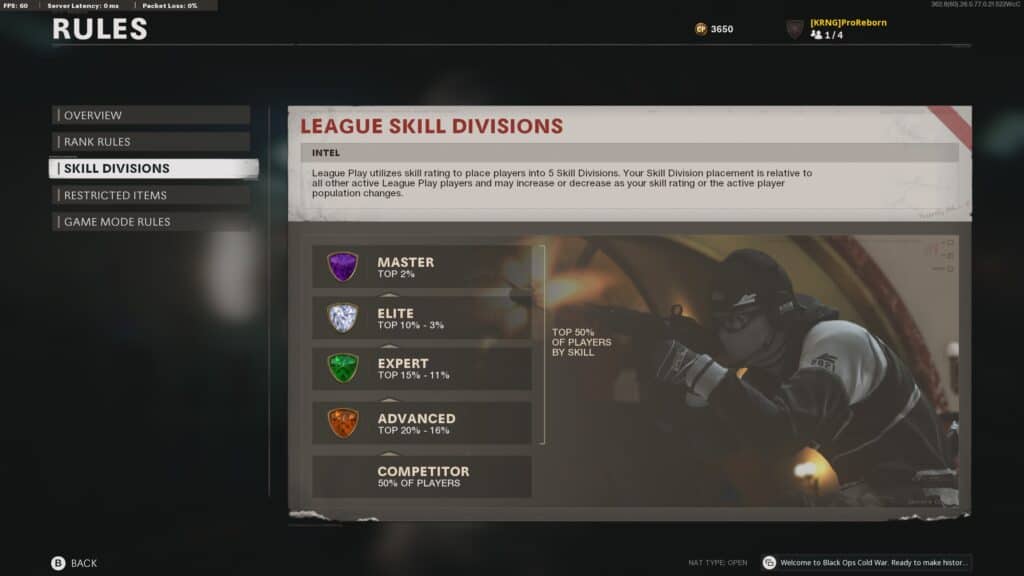 Black Ops Cold War's League Play skill divisions explained
