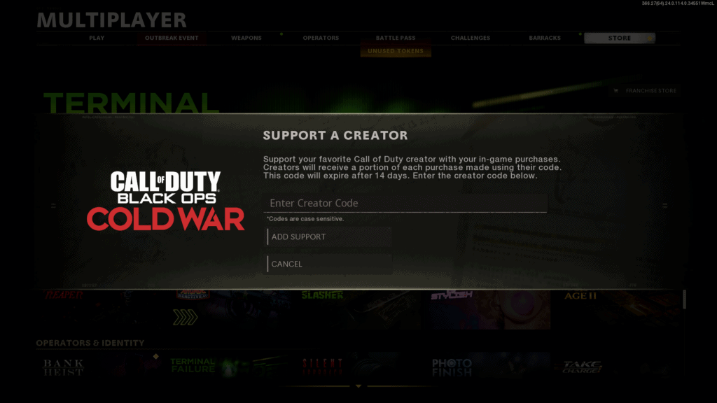 black ops cold war support a creator