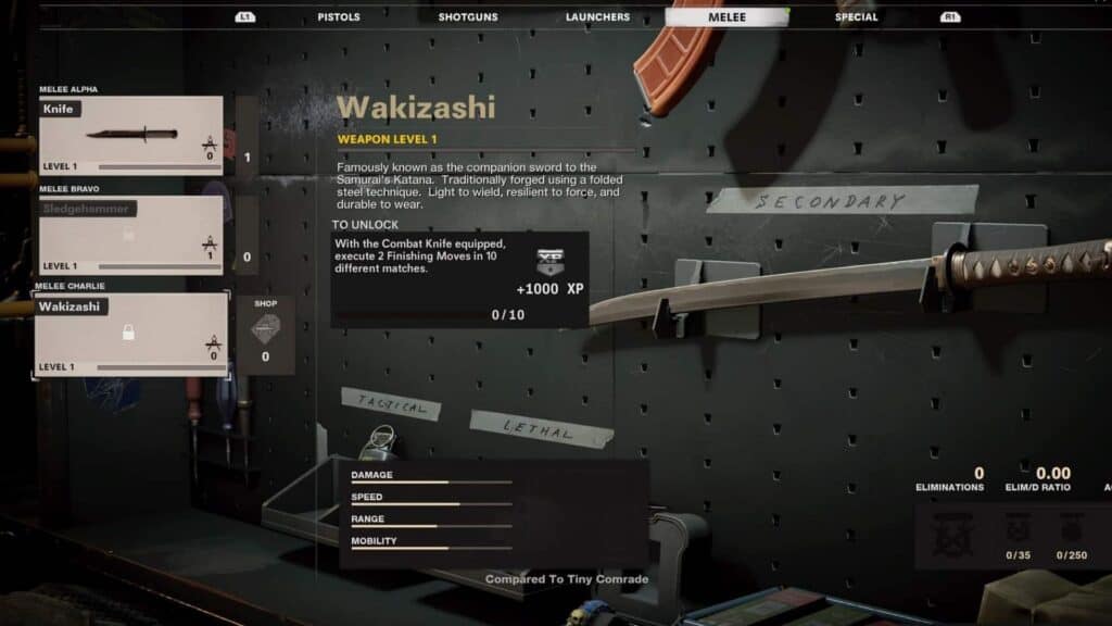 cod wakizashi sword weapon
