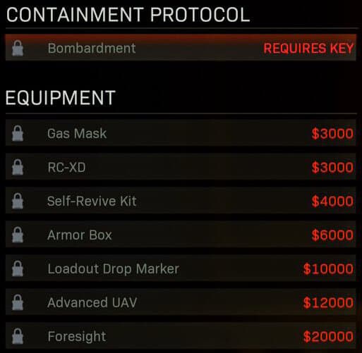 Warzone's Containment Monitor Station menu. 