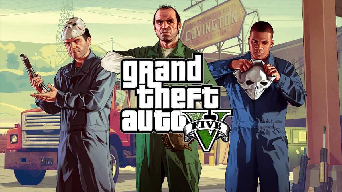 GTA 5 protagonists in official art work