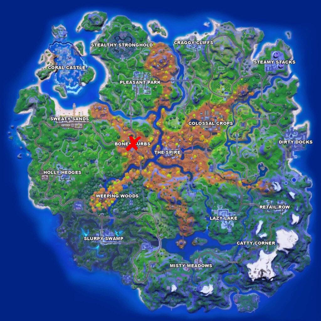 Tarana location on the Fortnite map