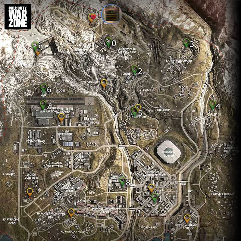 Map showing phone locations in Warzone. 