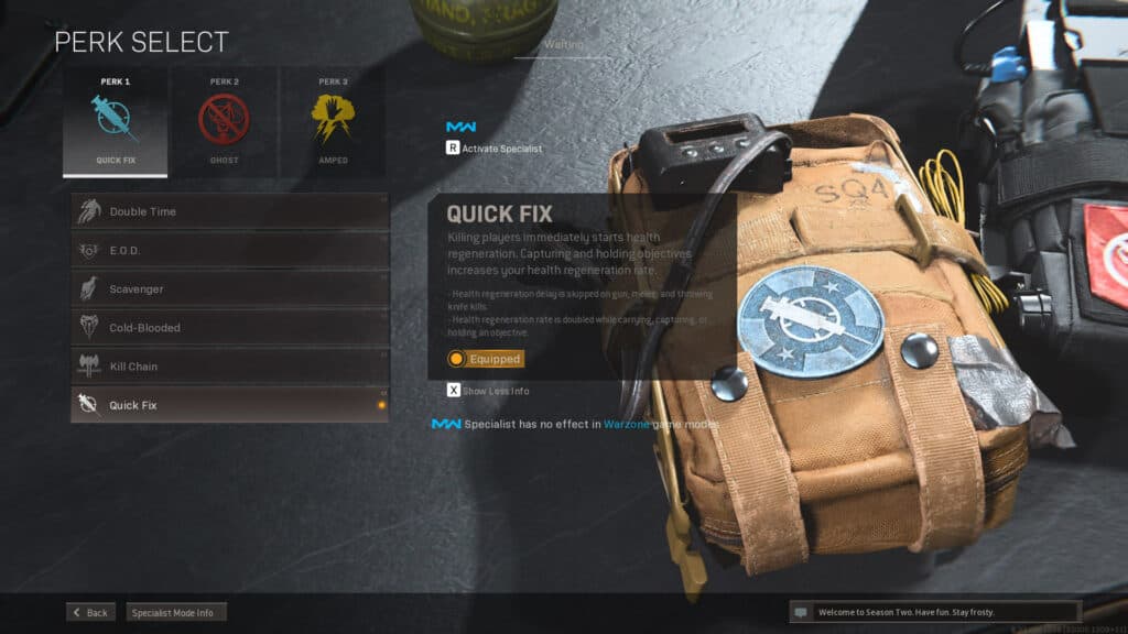 Quick Fix Perk in Call of Duty Warzone
