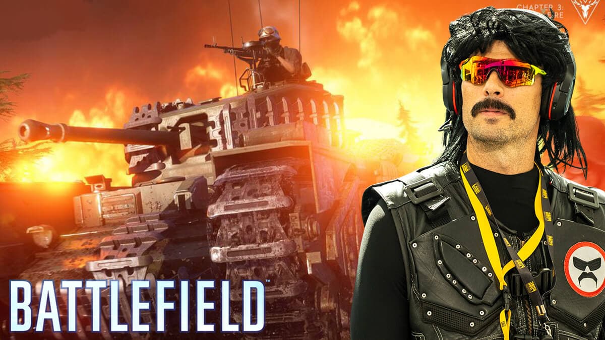 Dr Disrespect with a Battlefield tank