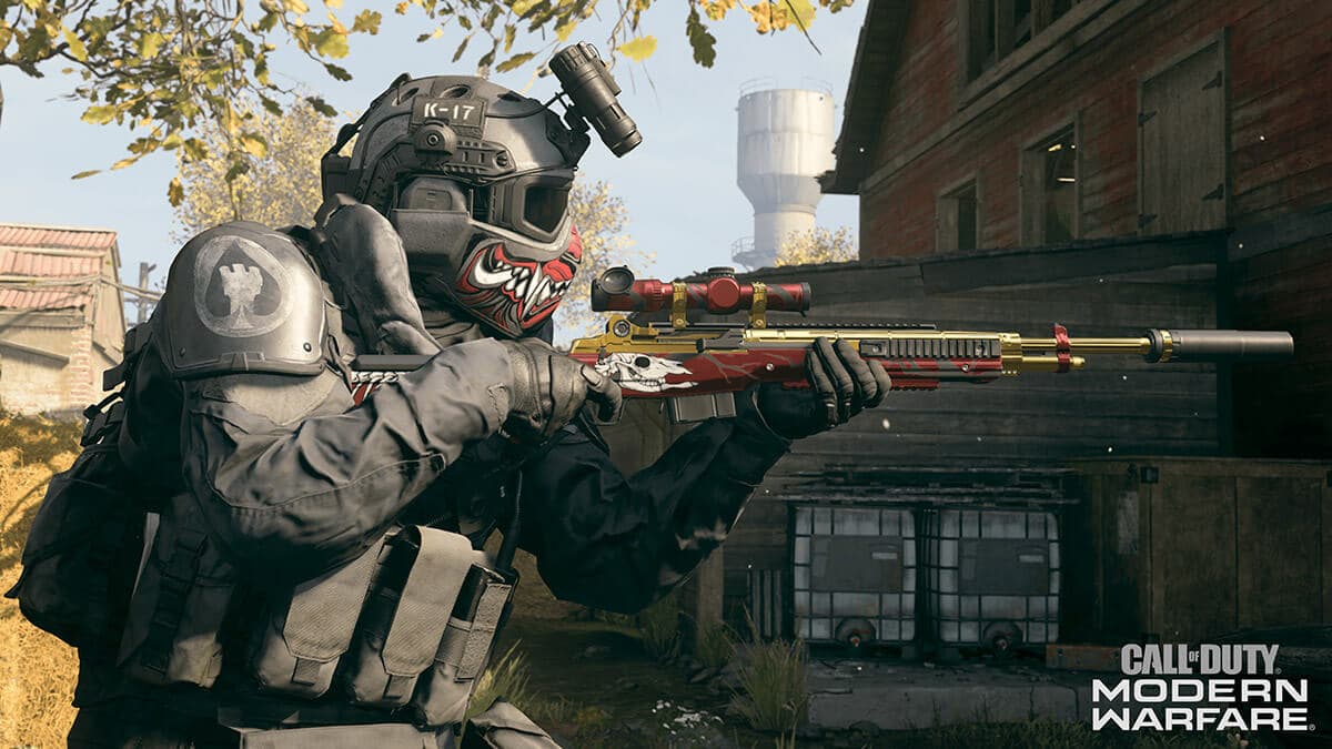 Modern Warfare player using a sniper rifle